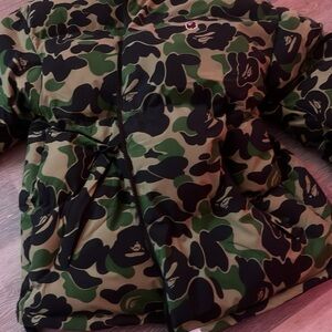 Bape Green and Black Camouflage Bomber Jacket